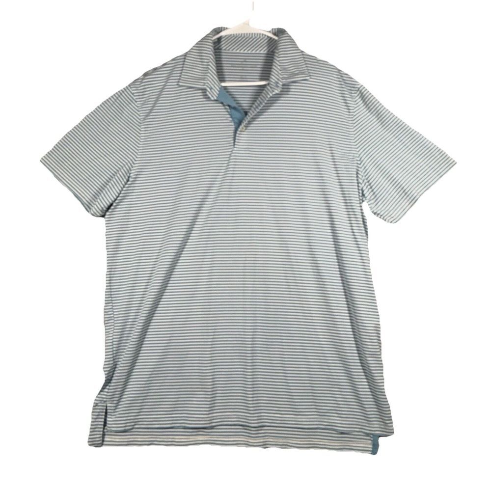 Southern Tide Brrr Polo Shirt Short Sleeve White Blue Stripe Performance XL Golf